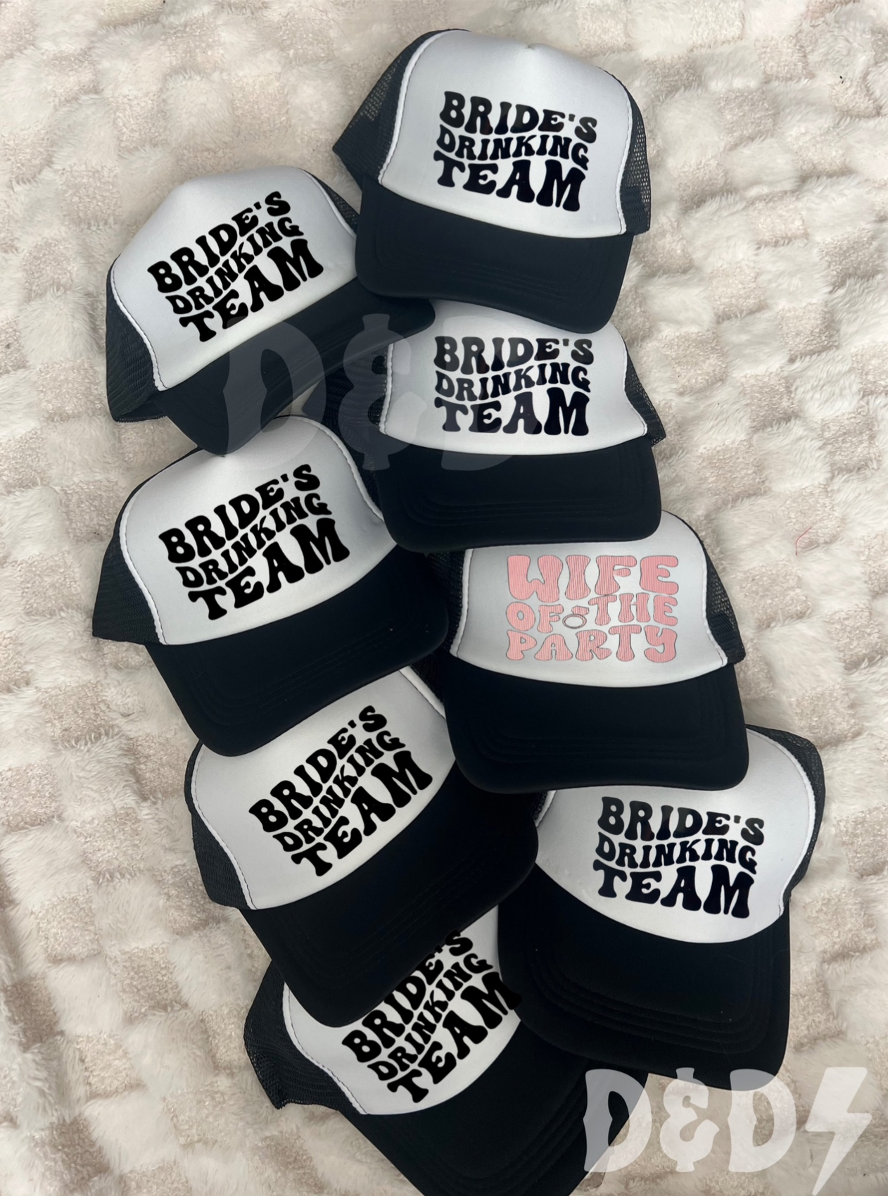 Wife Of The Party & Brides Drinking Team Bachelorette Party Trucker Hat