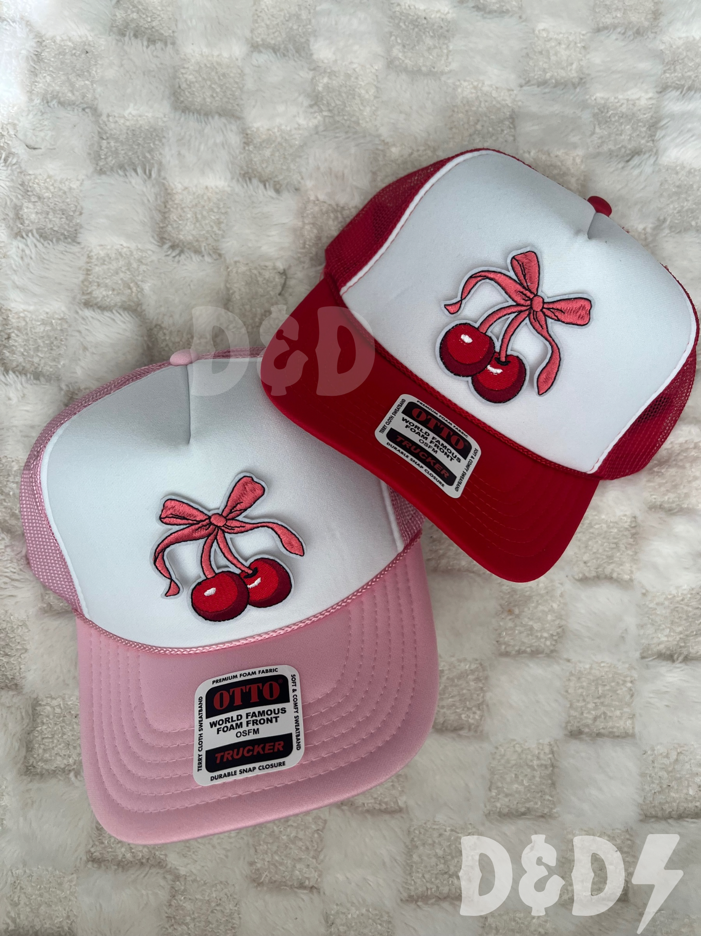 Red & Pink Cherry Bow Trucker Hat