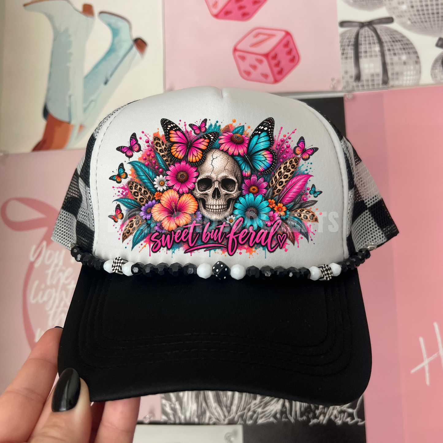 Butterfly Skull Hat DTF Transfer