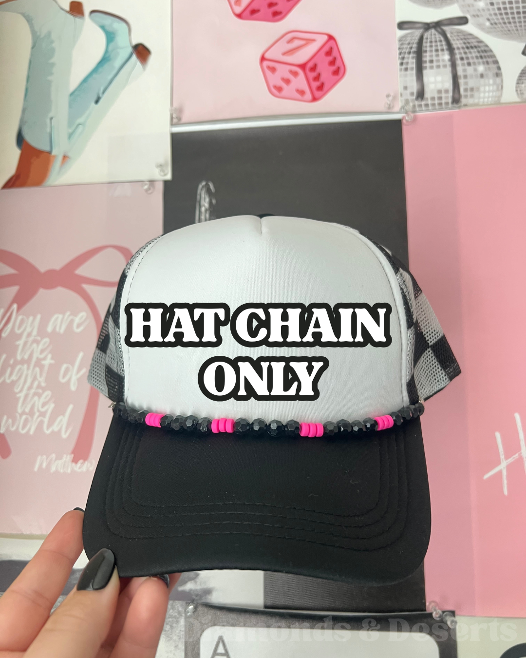 Pink & Black Trucker Hat Chain