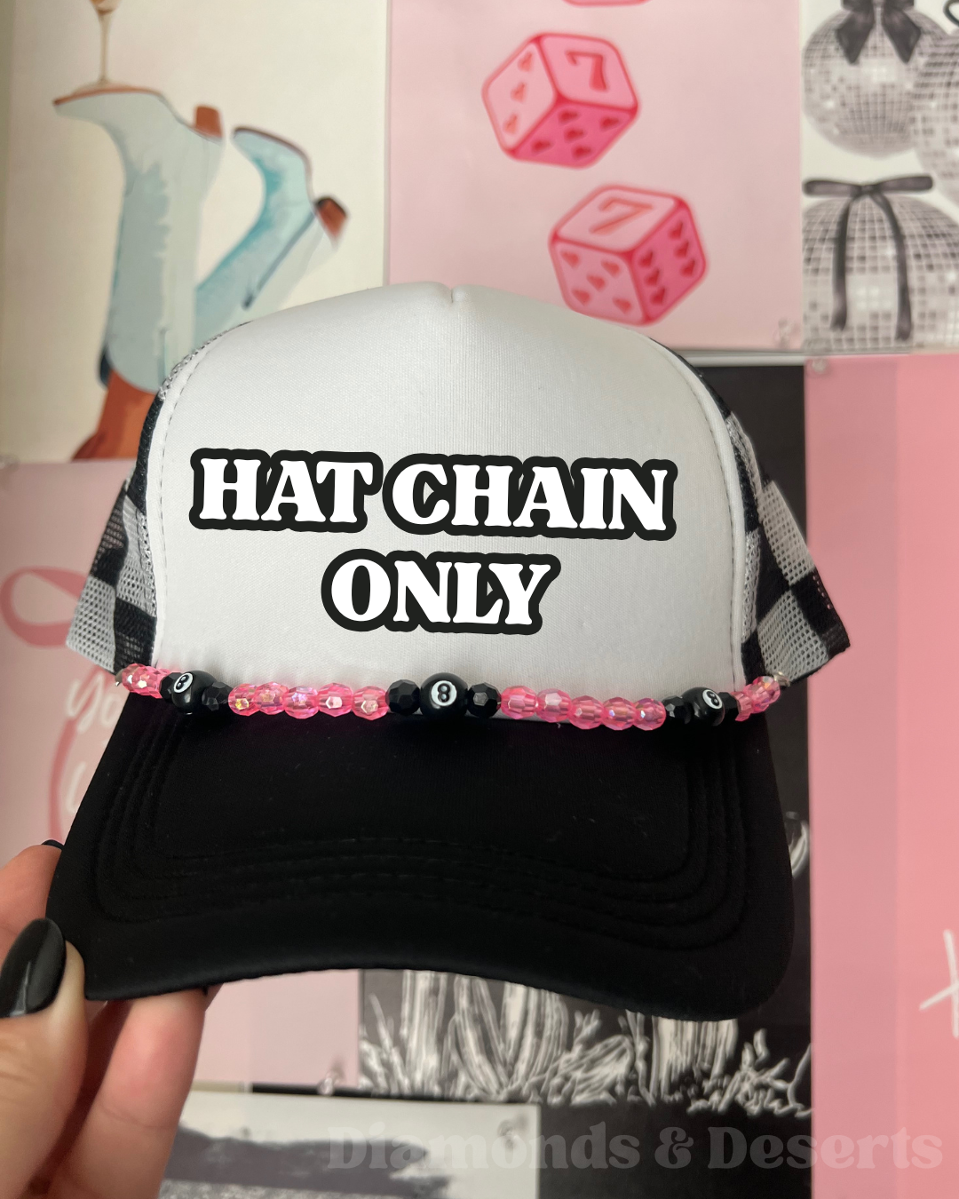 Pink & Black 8 Ball Trucker Hat Chain