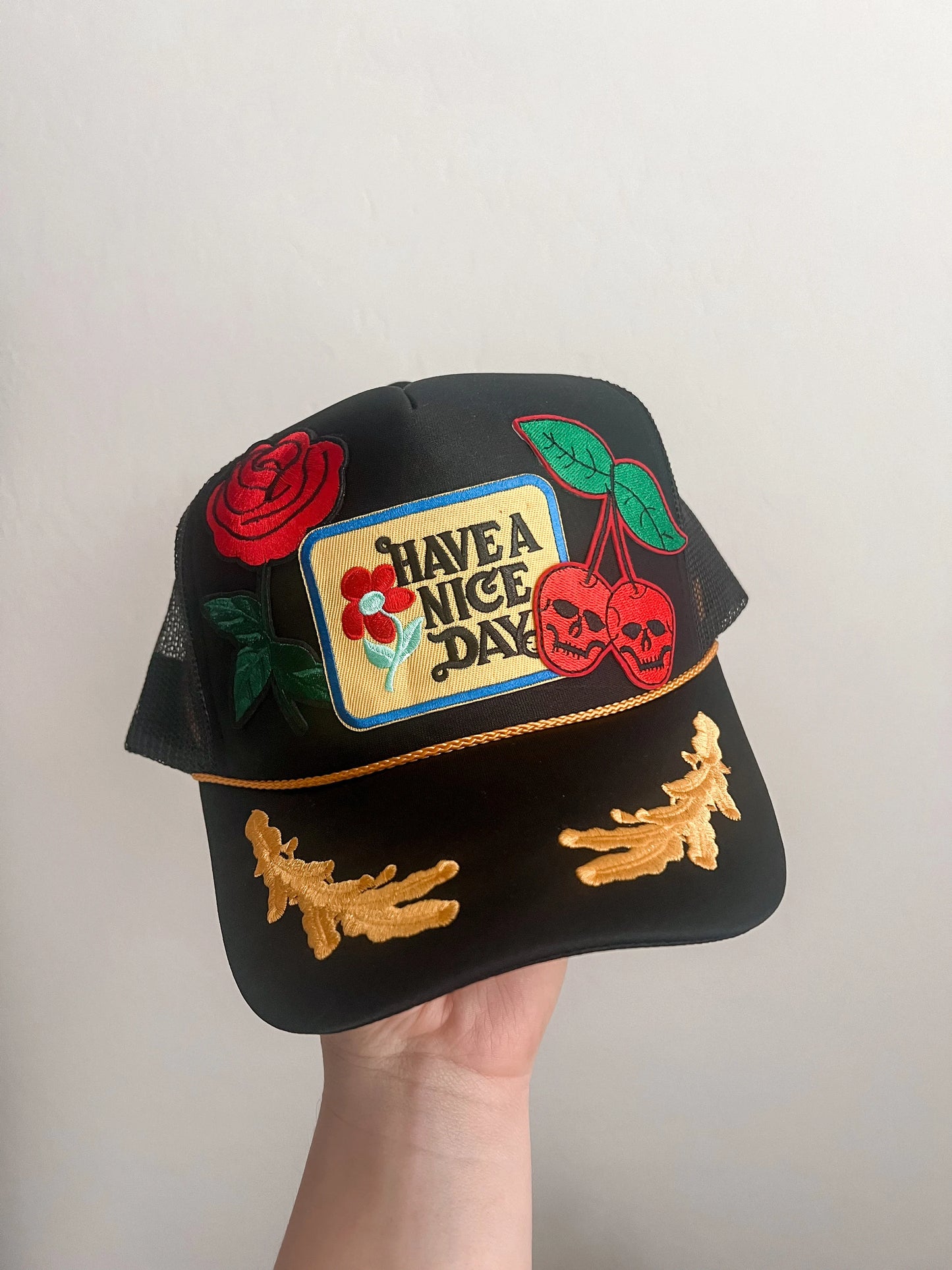 Have A Nice Day Trucker Patch Hat, Iron Patches, Trucker Hat, Cowgirl Trucker Hat, Woman’s Trucker Hat
