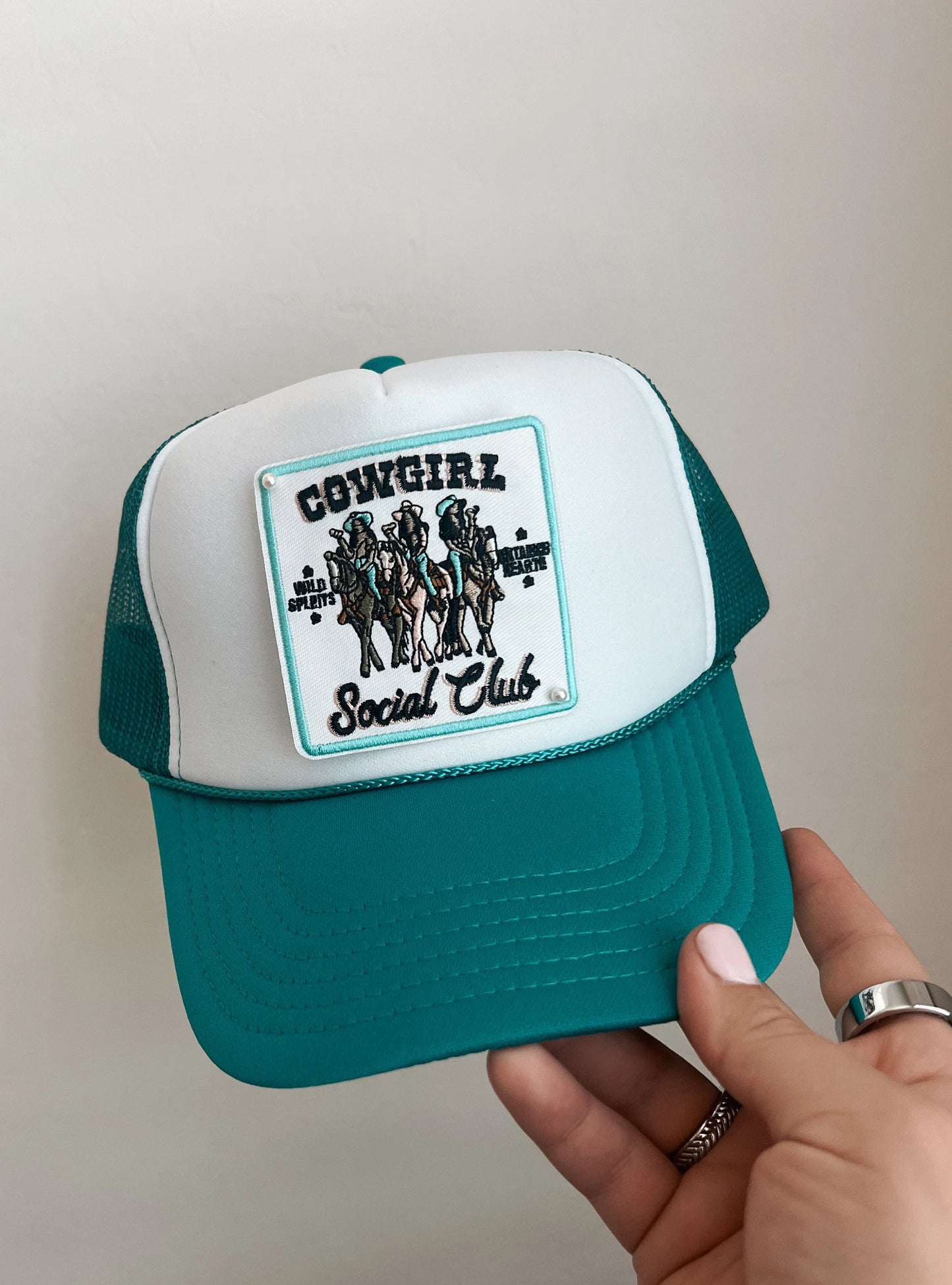 Cowgirl Social Club Trucker Patch Hat, Iron Patches, Trucker Hat, Cowgirl Trucker Hat, Woman’s Trucker Hat, Camo Trucker Hat With Patches