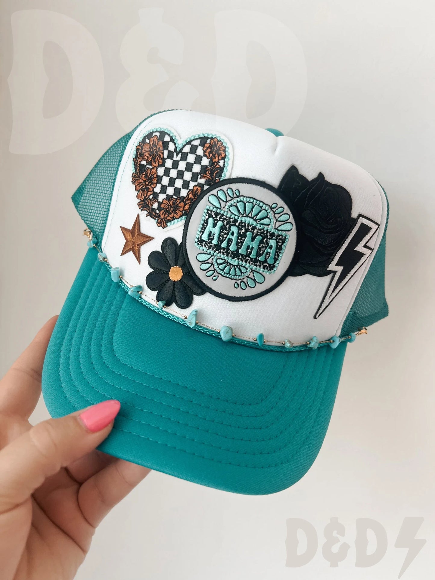 Mama Trucker Patch Hat, Iron Patches, Trucker Hat, Cowgirl Trucker Hat, Woman’s Trucker Hat, Camo Trucker Hat With Patches