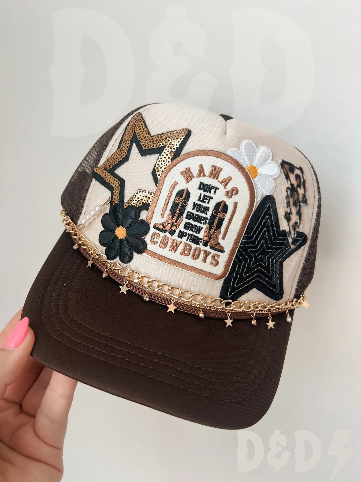 Country Western Mama Trucker Patch Hat, Iron Patches, Trucker Hat, Cowgirl Trucker Hat, Woman’s Trucker Hat, Camo Trucker Hat With Patches