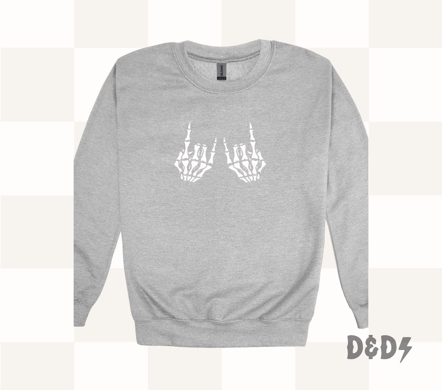 Rock On Skull Hand Shirt & Crewneck