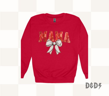 Baseball Mama Bow Shirt & Crewneck
