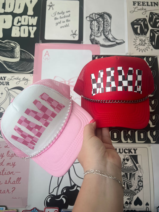 Mama Checkered Trucker Hat