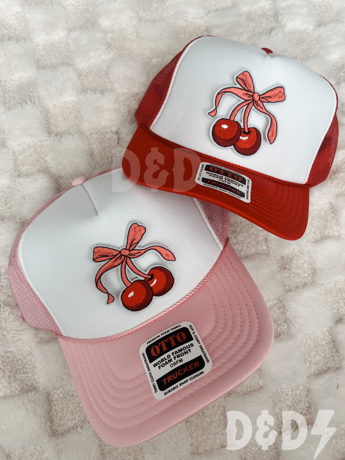 Red & Pink Cherry Bow Trucker Hat