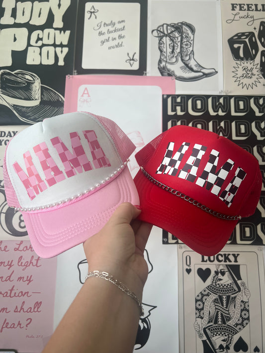 Mama Checkered Trucker Hat