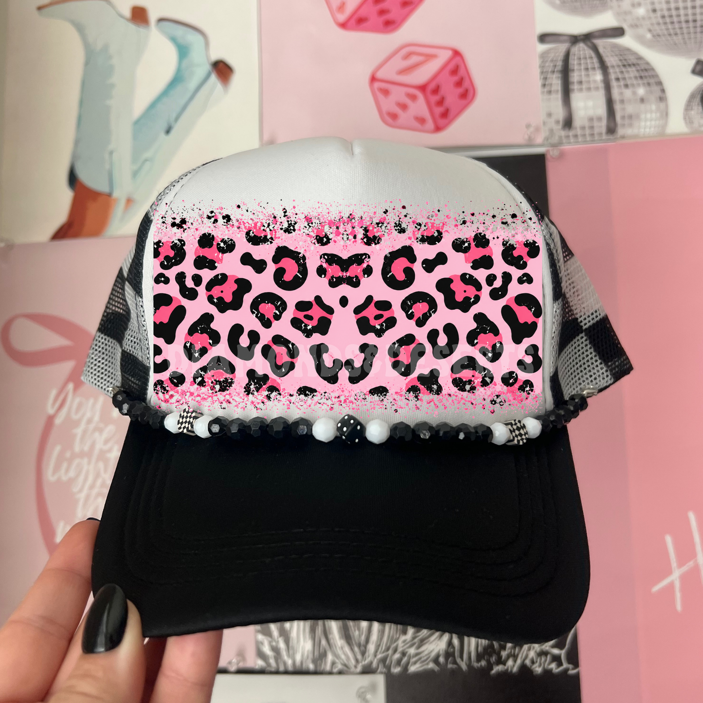 Pink Leopard Background Hat DTF Transfer