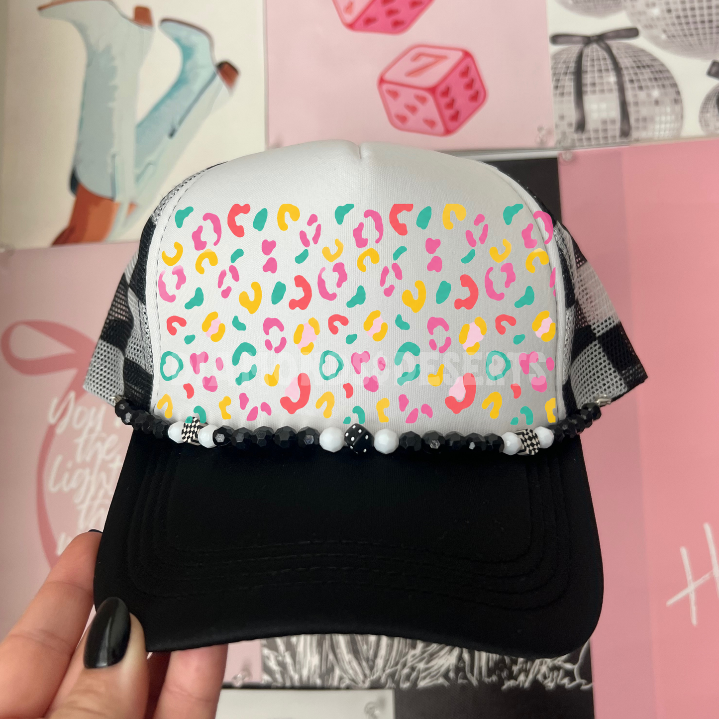 Colorful Leopard Background Hat DTF Transfer