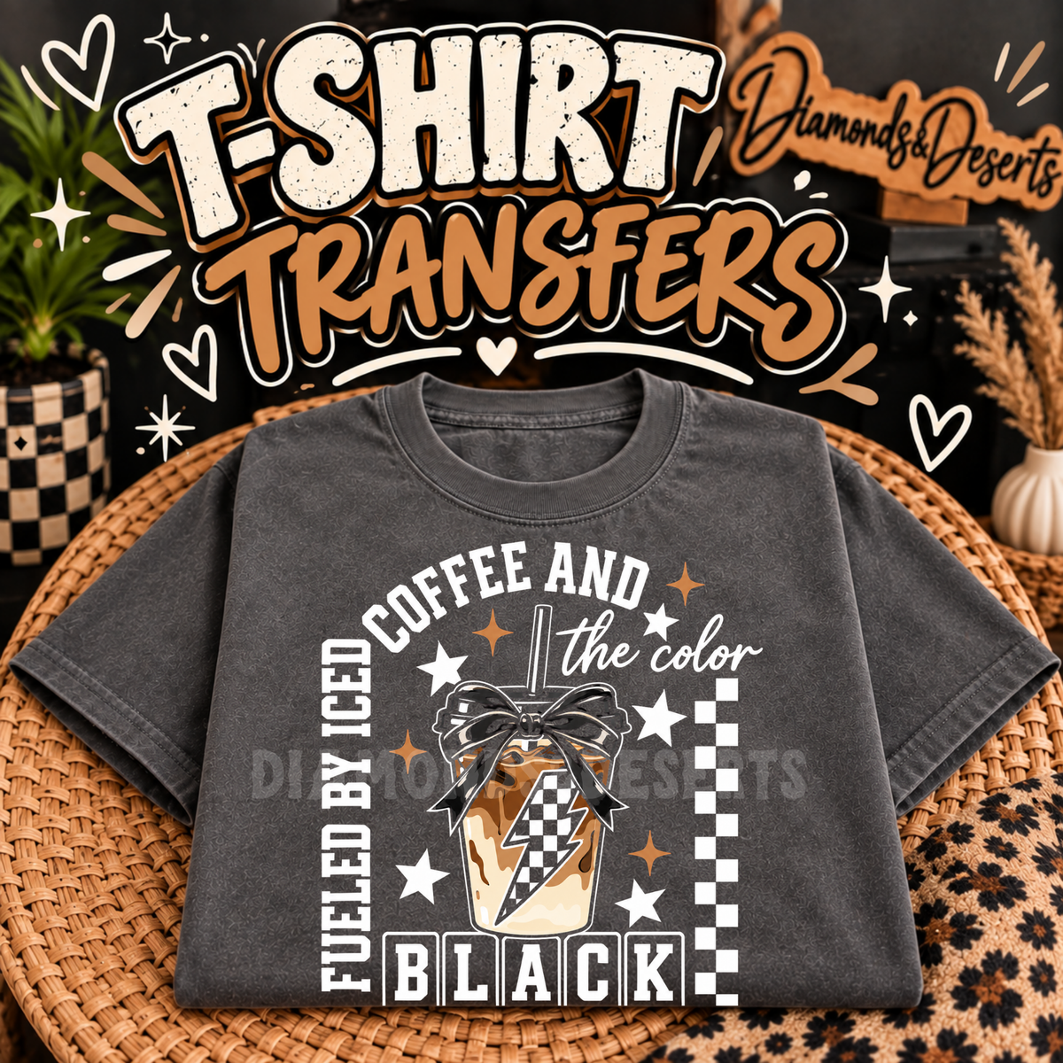 Black Iced Coffee Shirt DTF Transfer