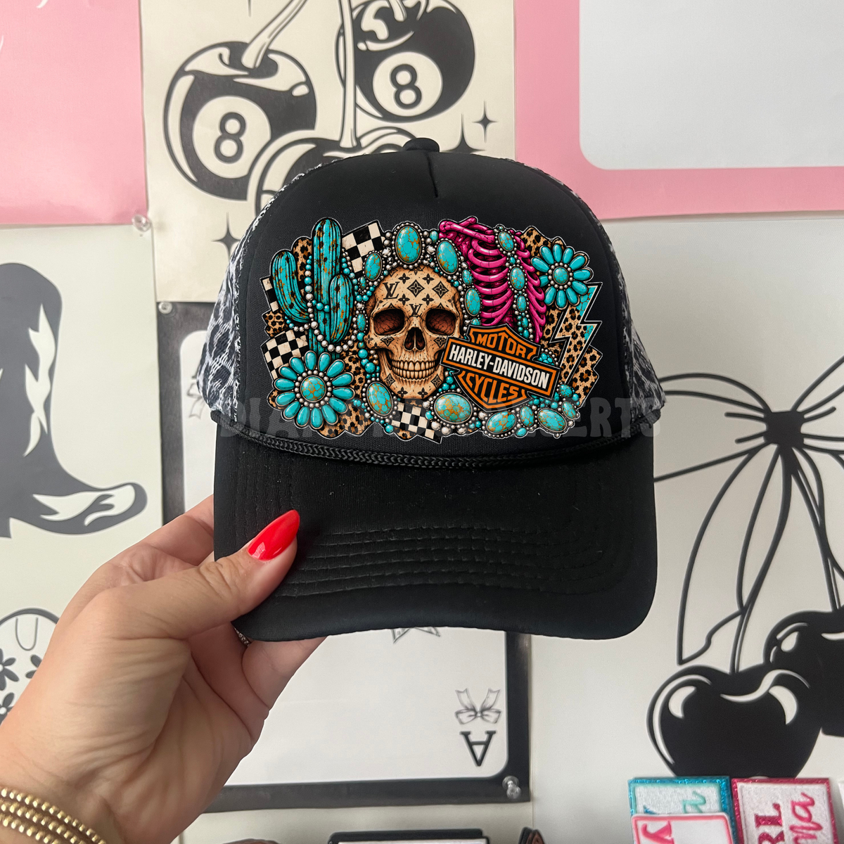 LV Skull Hat DTF Transfer