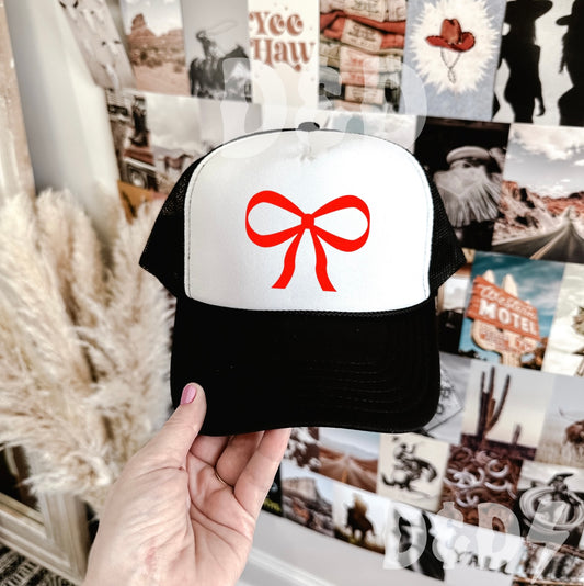 Red Bow Trucker Hat, Valentines Day Hat, Pink Western Hat