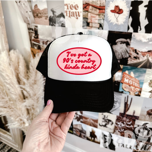 I've Got A 90's Country Kinda Heart Trucker Hat, Western Valentines Hat
