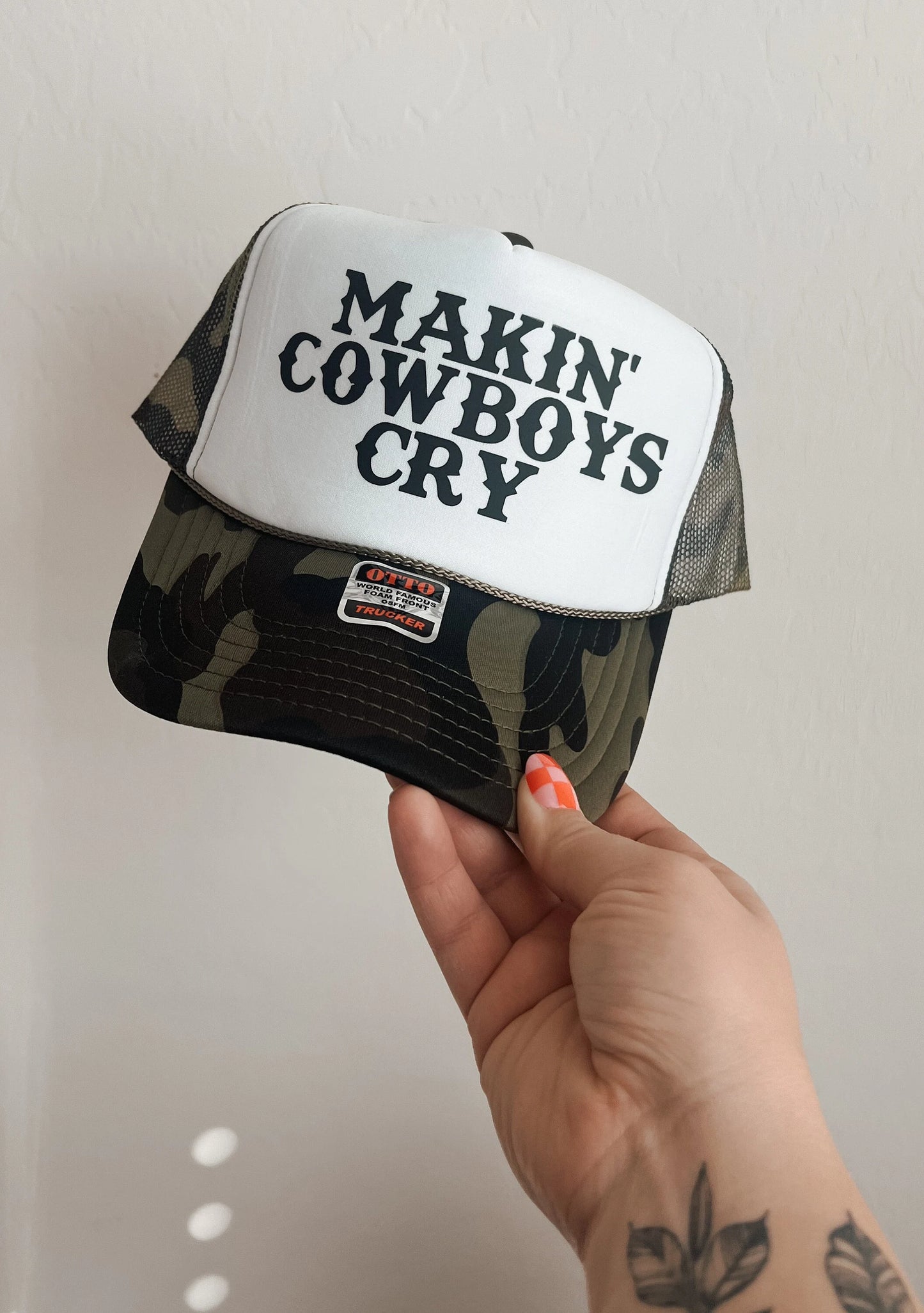 Makin Cowboys Cry Trucker Hat with charm chain, Country Concert Hat, Country Girl Hat, Trucker Hat
