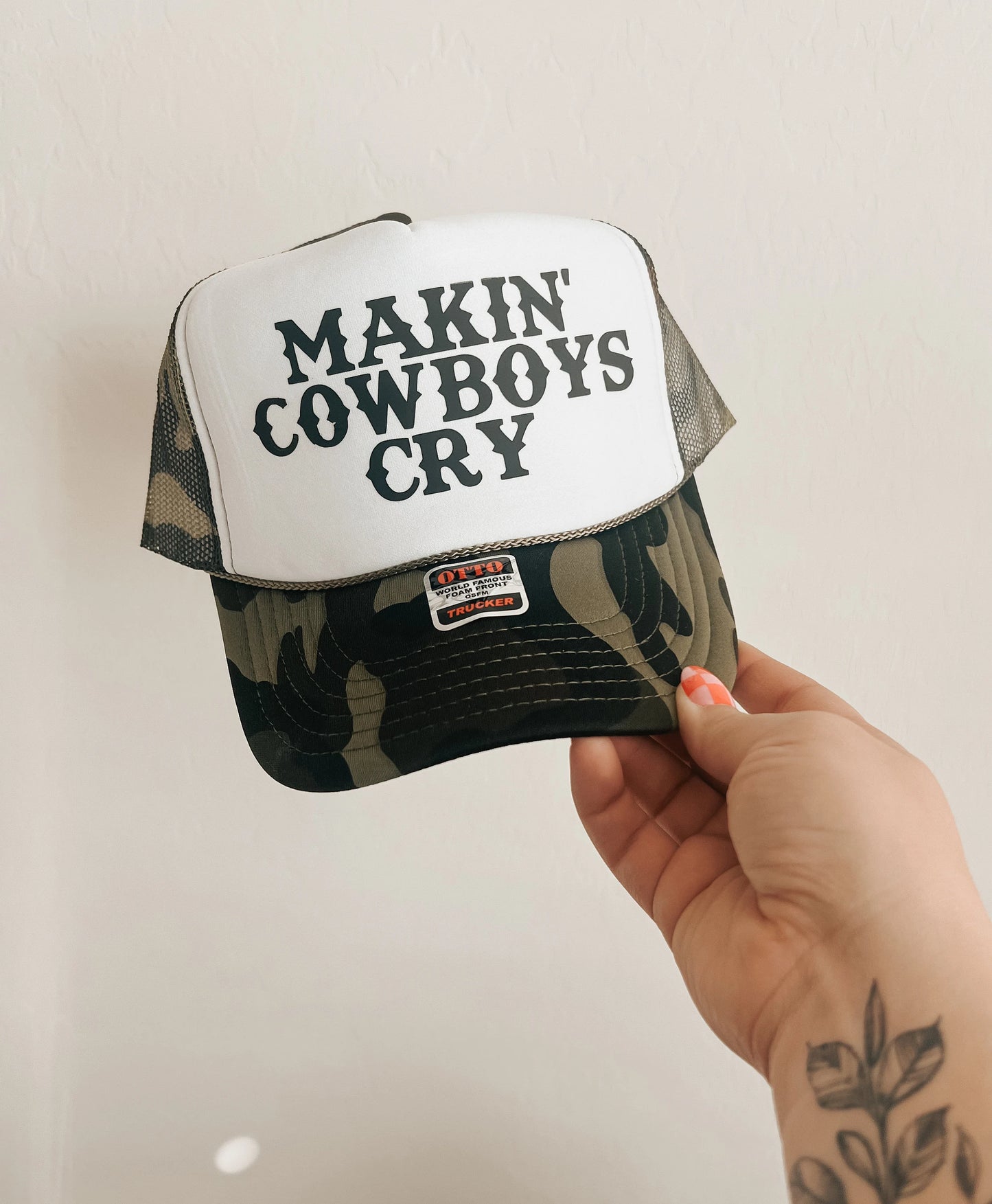 Makin Cowboys Cry Trucker Hat with charm chain, Country Concert Hat, Country Girl Hat, Trucker Hat