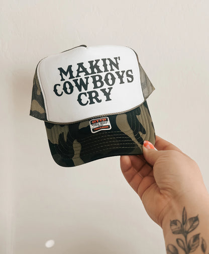 Makin Cowboys Cry Trucker Hat with charm chain, Country Concert Hat, Country Girl Hat, Trucker Hat