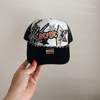 Rock And Roll Trucker Patch Hat, Iron Patches, Trucker Hat, Cowgirl Trucker Hat, Woman’s Trucker Hat, Camo Trucker Hat With Patches