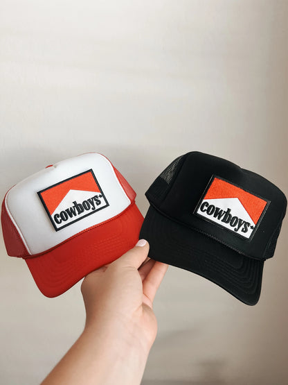 Cowboy Trucker Patch Hat, Iron Patches, Trucker Hat, Cowgirl Trucker Hat, Woman’s Trucker Hat, Camo Trucker Hat With Patches