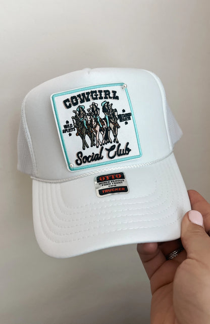 Cowgirl Social Club Trucker Patch Hat, Iron Patches, Trucker Hat, Cowgirl Trucker Hat, Woman’s Trucker Hat, Camo Trucker Hat With Patches