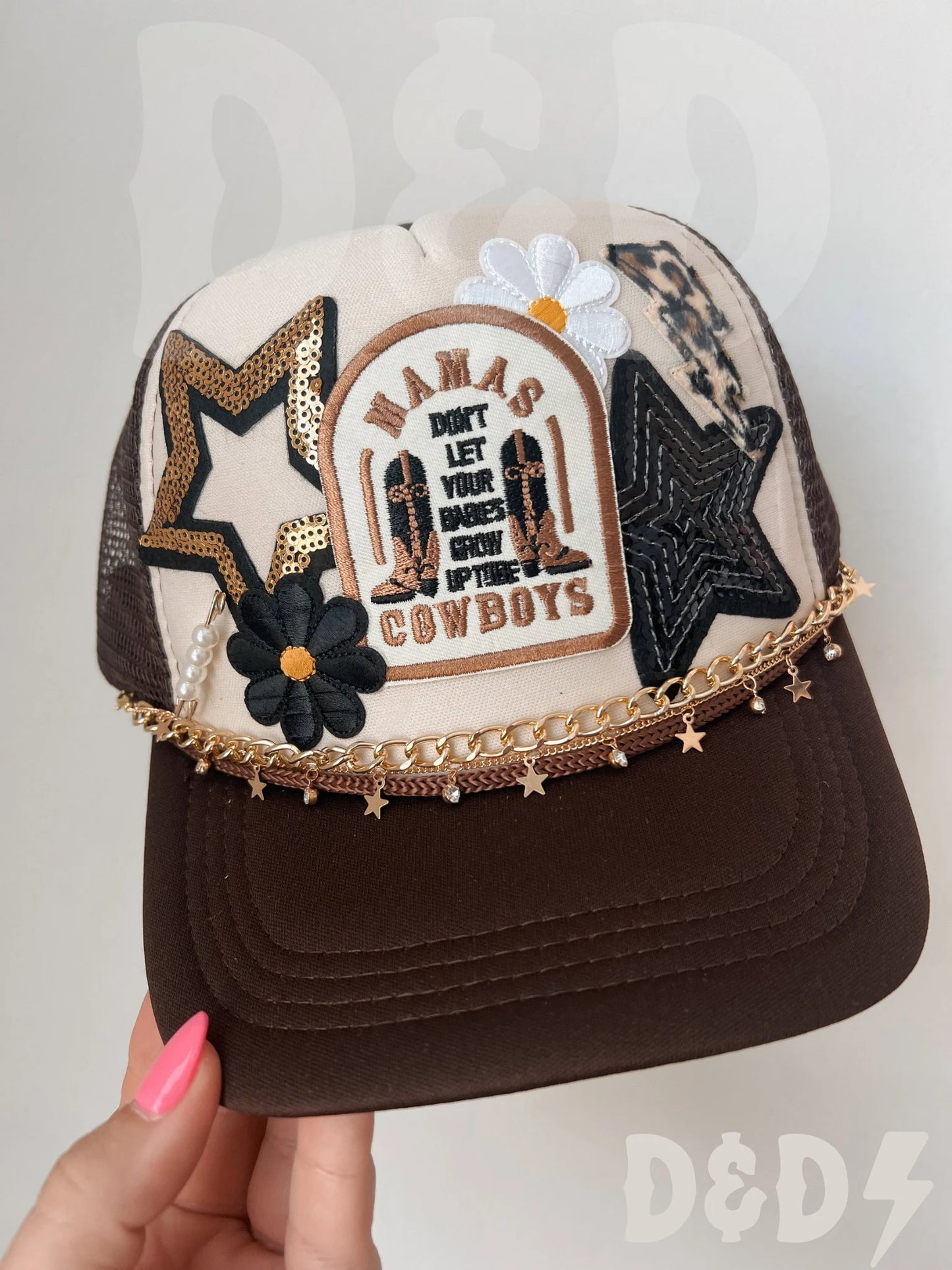 Country Western Mama Trucker Patch Hat, Iron Patches, Trucker Hat, Cowgirl Trucker Hat, Woman’s Trucker Hat, Camo Trucker Hat With Patches