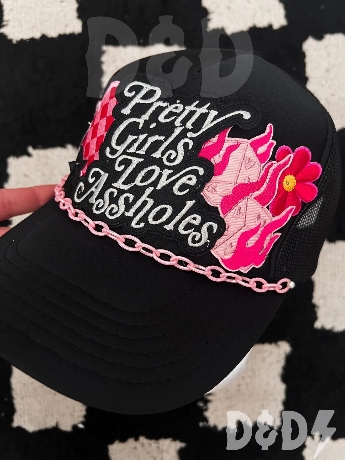 YALLternative Pretty Girls Love A-holes, Trucker Patch Hat, Iron Patches, Trucker Hat, Cowgirl Trucker Hat, Woman’s Trucker Hat, Camo Trucker Hat With Patches