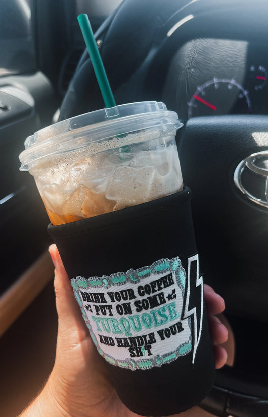 Iced Coffee Sleeve, Cowgirl Patch, Coffee Sleeve With Patches, Koozie With Patches
