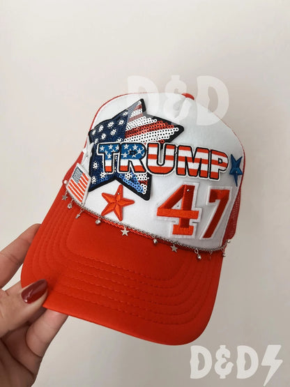 Trump USA Trucker Patch Hat, Iron Patches, Trucker Hat, MAGA Trucker Hat, Woman’s Trucker Hat, Camo Trucker Hat With Patches