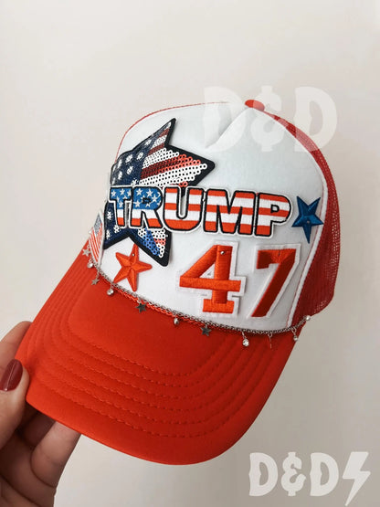 Trump USA Trucker Patch Hat, Iron Patches, Trucker Hat, MAGA Trucker Hat, Woman’s Trucker Hat, Camo Trucker Hat With Patches