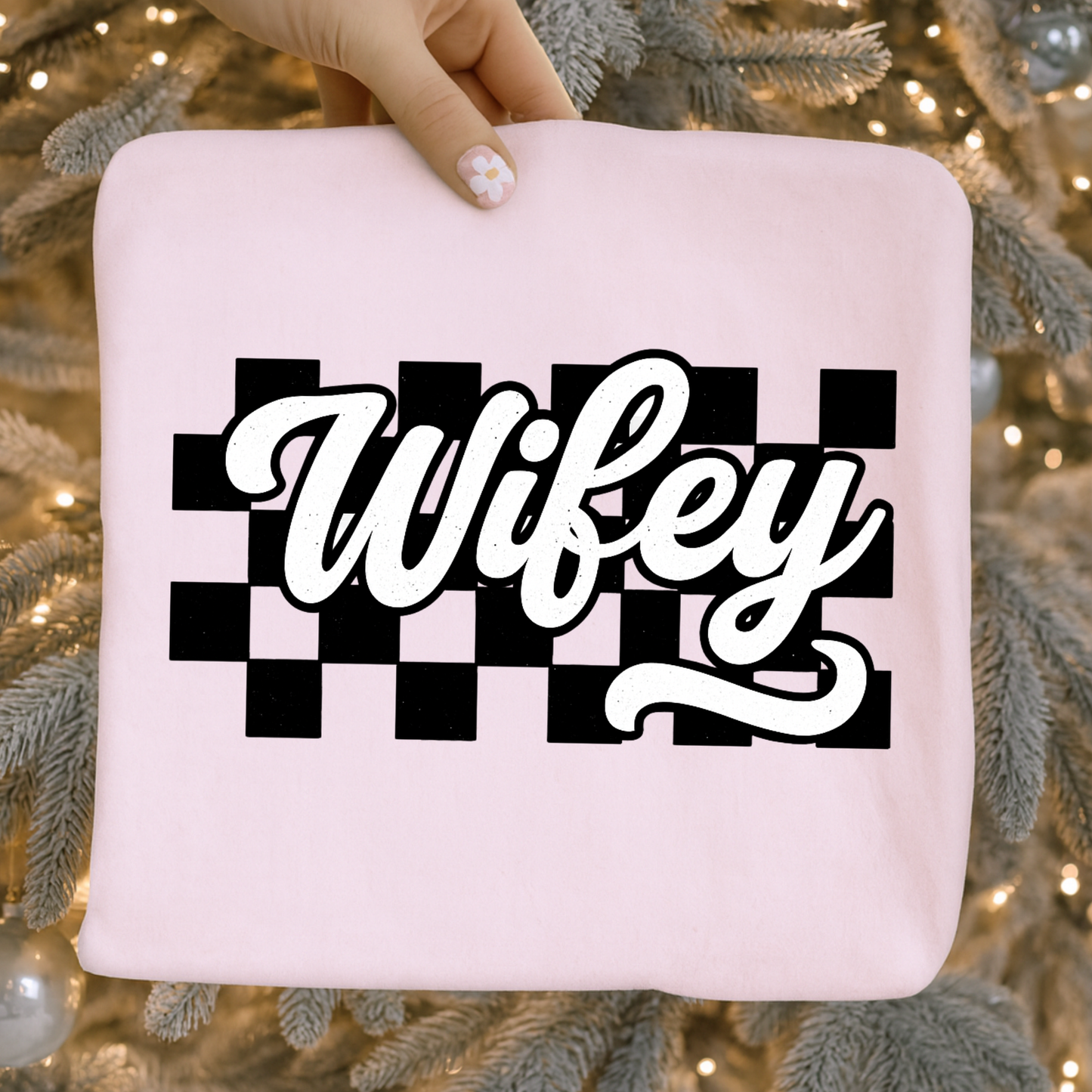 Checkered Wifey Graphic T-Shirt