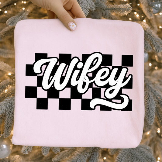 Checkered Wifey Graphic T-Shirt